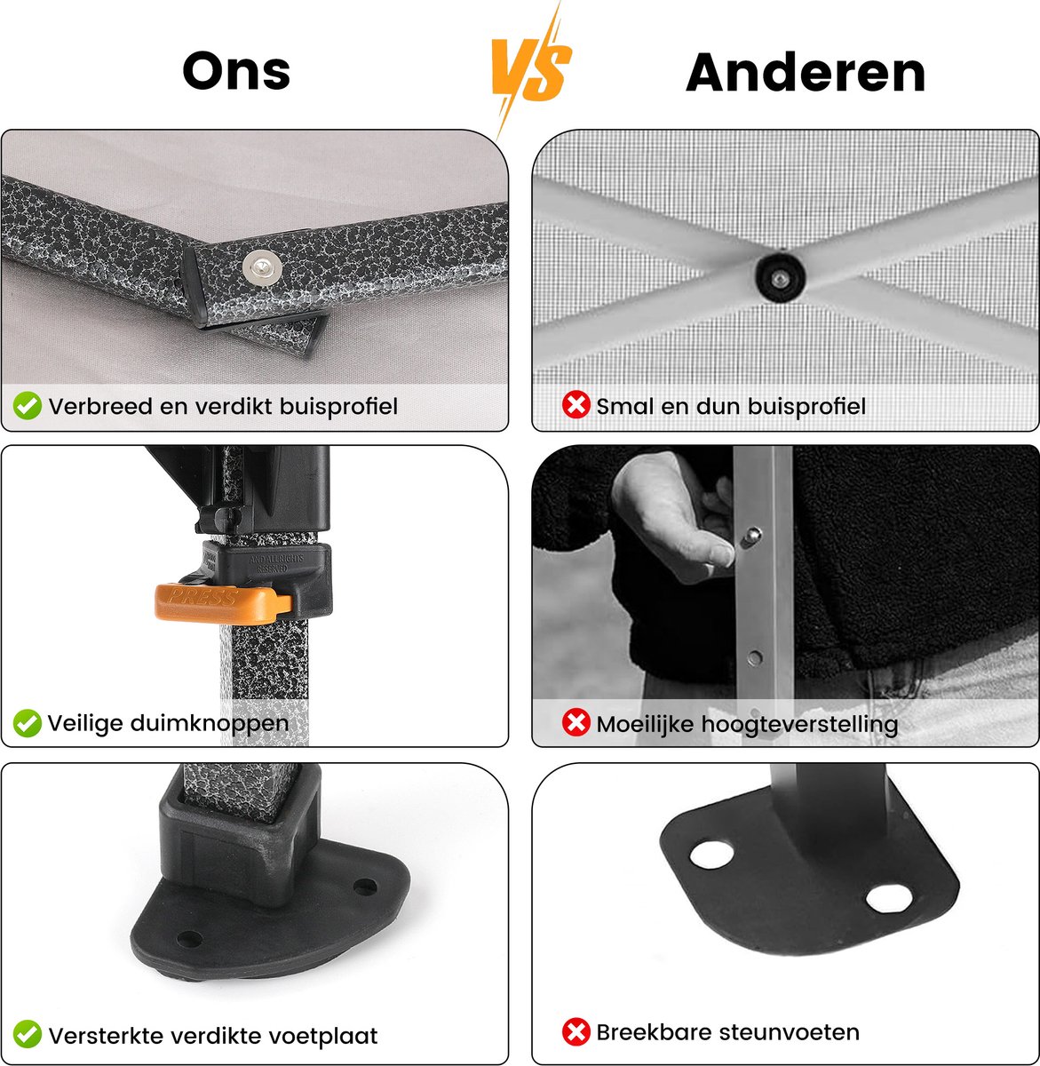 DAITORE - Partytent - 2.95x2.94m - Opvouwbaar Paviljoen - Metaalframe - Easy Up -UV-bestendig Waterdicht en sneeuwbestendig - met Zijwanden en opbergtas - oor kamperen, feesten en feestjes - Mosterdgeel