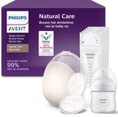 Philips Avent Natural Care borstkolf starterset met fles en opslagzakjes.