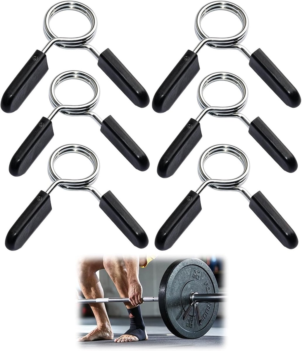 Veerklemmen voor halters, 6 stuks, geschikt voor halterstangen van 25 mm/28 mm/30 mm, ideaal voor krachttraining en fitness accessoires