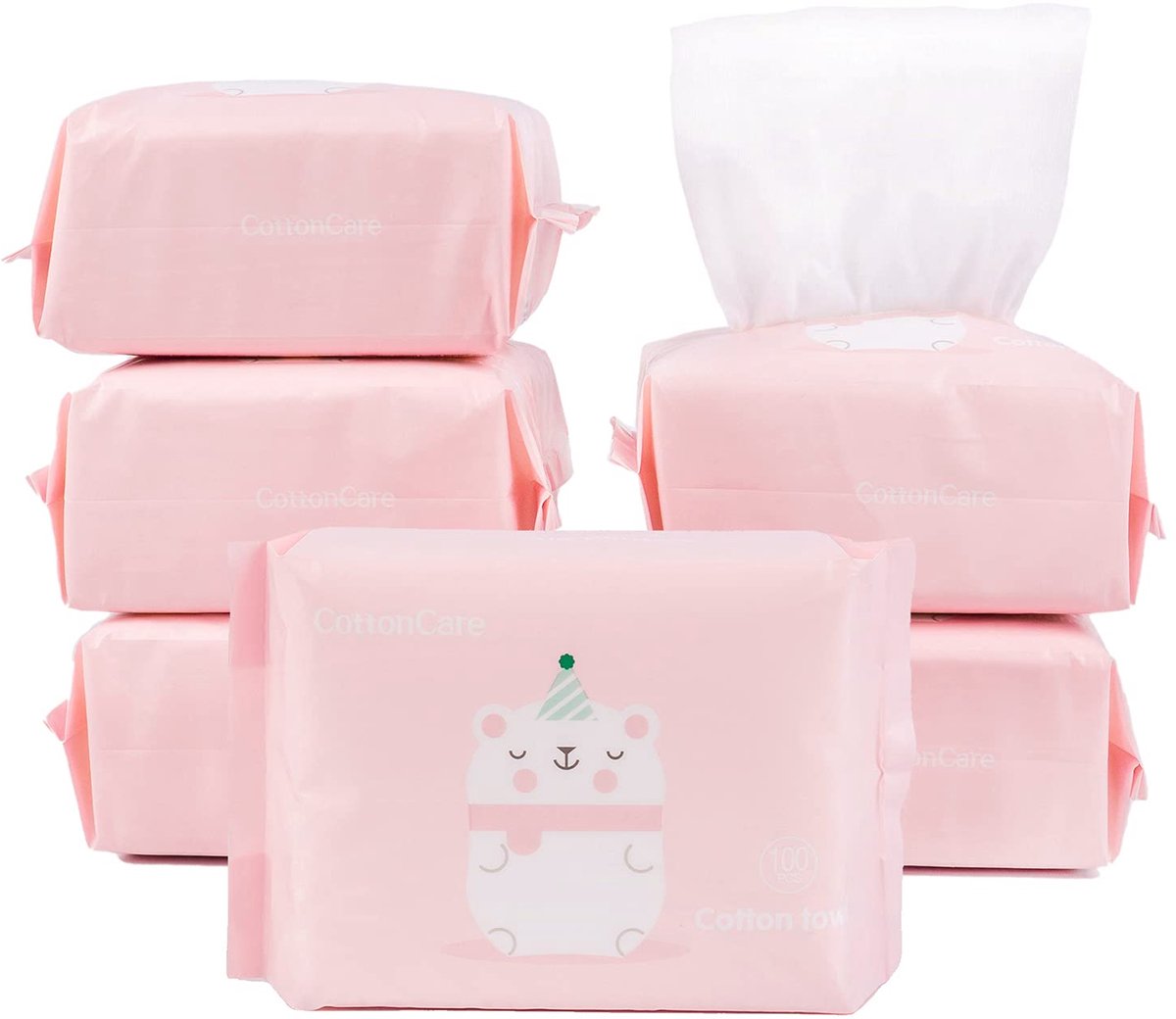 SnelShoppen - COTTONCARE Baby Dry Wipe - 100% Katoen, Droog Doekje voor Baby's, Ideaal voor Gevoelige Huid, 600 Stuks, 7,9 x 4,7 Inch, Verzorging en H