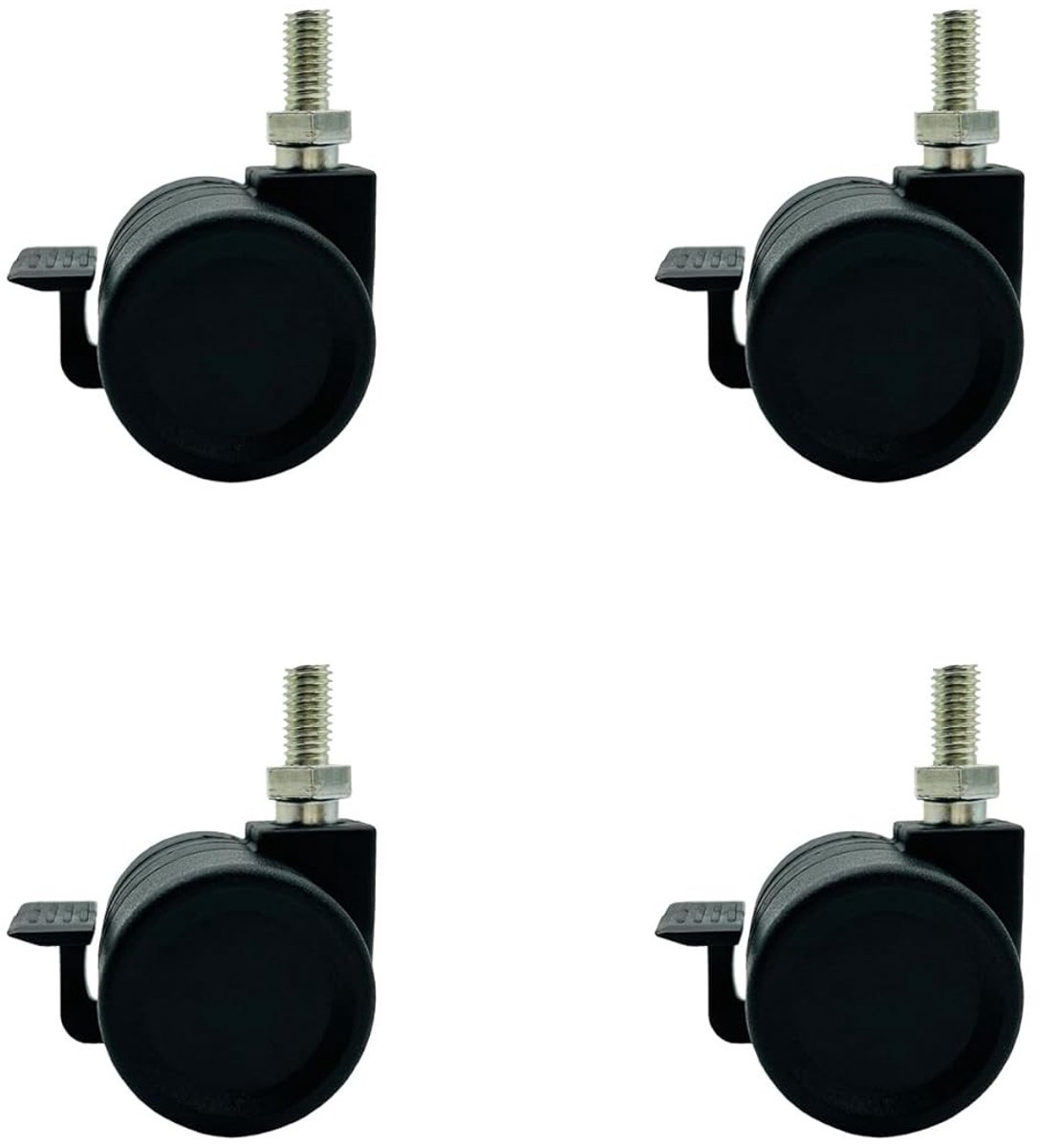 Draaiwielen met Rem - Dubbele Nylon Wielen met Schroefbevestiging - 360 Graden Multifunctionele Wielen Ø 38mm - Set van 4 Stuks voor Meubels en Apparaten