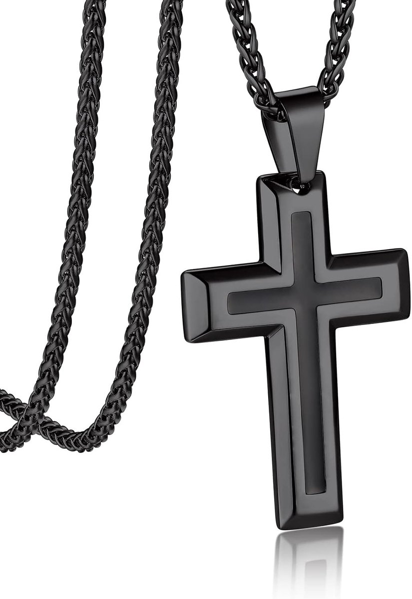 Stijlvolle zwarte stalen Cuban ketting voor mannen van 55 cm - Perfect als Valentijnsdag cadeau, trendy herenjuweel en modieuze accessoire