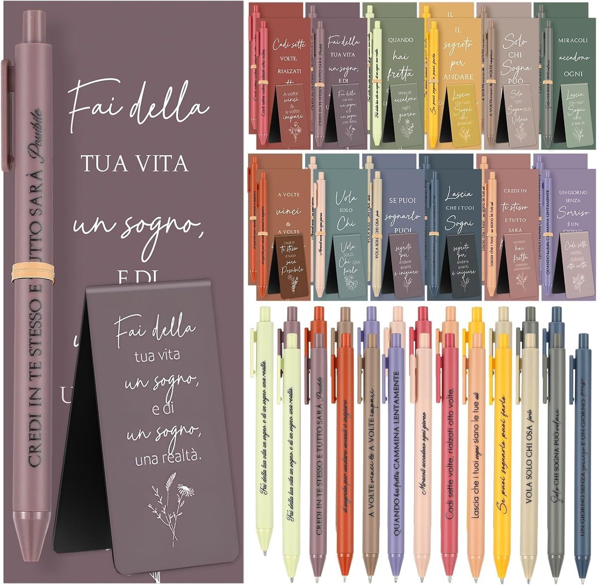 24-delige Motivational Gift Set met Inspirerende Balpennen, Magnetische Boekenleggers en Kabelbinders - Perfecte Bedankjes en Afscheidsgeschenken voor Vrienden en Collega's