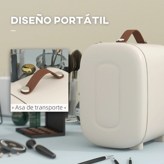 Zerova Cosmetische koelkast 4L - Mini koelkast - Beaty Koelkast Tafelmodel - Koelen en Verwarmen - 20,3 x 26,3 x 28 cm - Créme Wit — afbeelding 2