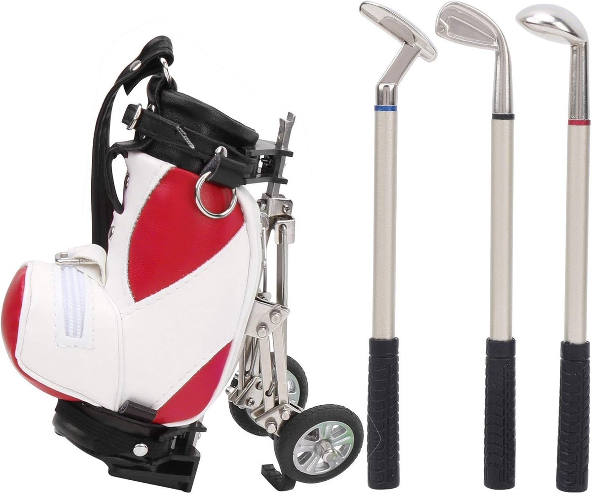 Dailygoods - Golfpennenhouder - Balpennen - Minitas - Zinklegering - Verjaardag Afstuderen Vaderdagcadeaus - Grappig thuiskantoor - Wit en Rood