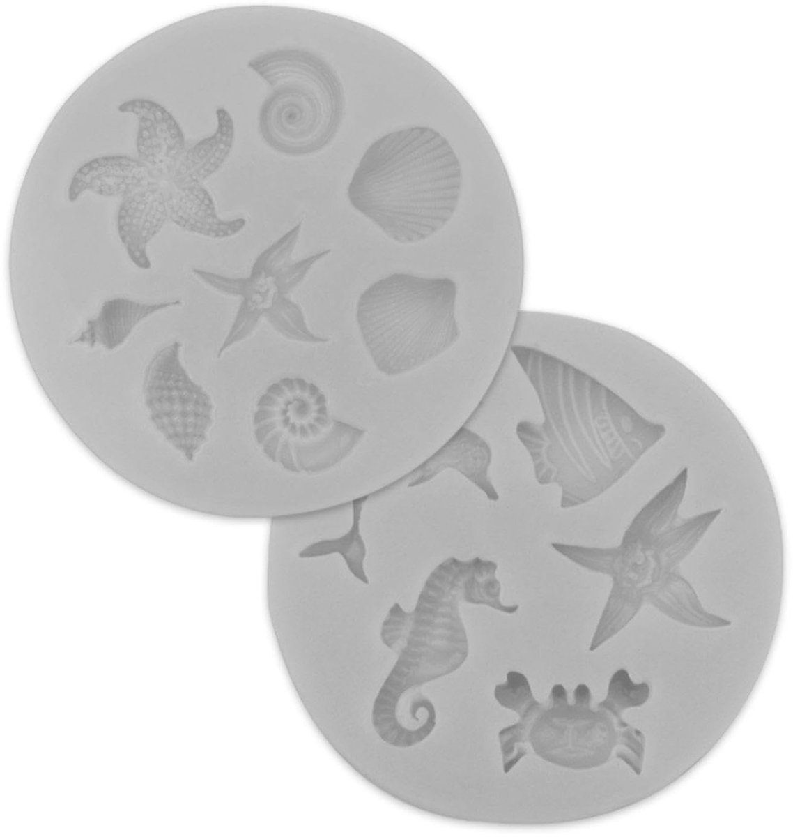 Dailygoods- Siliconen Vorm - Onderwater Taartdecoratie - Zeevormen - Chocolade Mal - Koekjesvorm - 2 Stuks - Marineblauw - Bakvorm