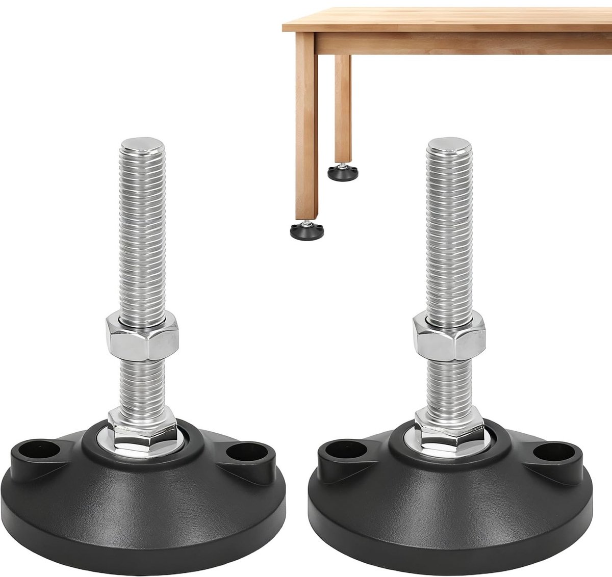 Dailygoods- Nivelleerpoten 200 kg - Draaibare Nivelleringsbeugel - Verstelbaar - Nylon Basis - Meubelpoten Set van 2 - Hoogte 100 mm
