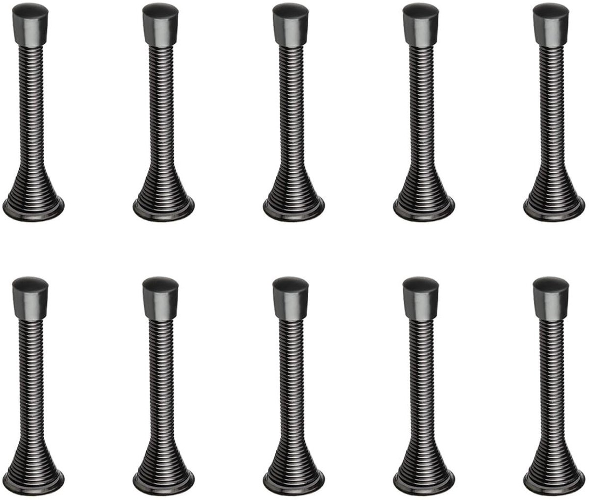Dailygoods- Veerdeurstoppers 10 stuks - Buigbare Metalen Veren - Antislip Rubberen Koppen - Schroefbasis - Bescherming voor Muren en Deuren - Eenvoudige Installatie - Deurstopper