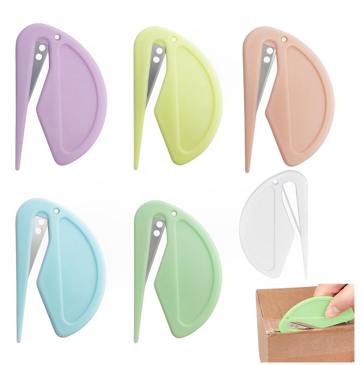 Dailygoods- Briefopener - 6 Stuks - Metaalmes - Kunststof Slitter - Ergonomische Handgreep - Veilig en Efficiënt Gebruik - Enveloppeopener