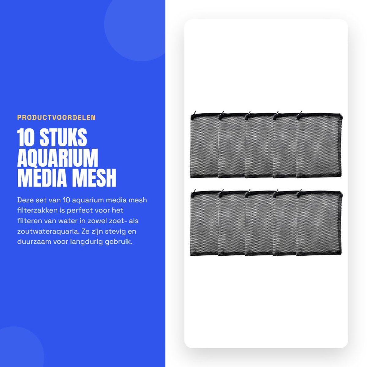 Dailygoods- Filterzak 10 Stuks - Scheurvast Polyesterweefsel - Geschikt voor Aquarium/Zwembad/Vijver - Grof/Fijnmazige - Duurzaam - Afmetingen 20/30/40 cm - Filtermedia