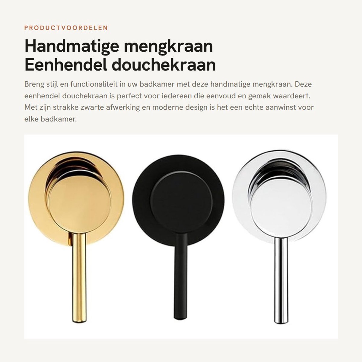 Dailygoods- Mengkraan met één hendel - Wandmontage - Aan/uit kleppen - Stevig messing - Verkrijgbaar in zwart/chroom/goud - Eenvoudig te bedienen - Douchekraan
