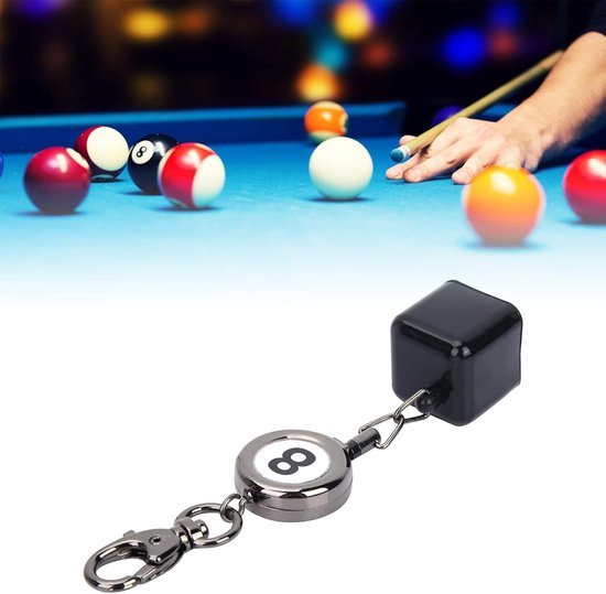 Keuhouder Keu - Krijthouder Accessoire - Biljart Spel - Intrekbaar Koord - 6 x 4 x 4 cm - Zwart — afbeelding 3