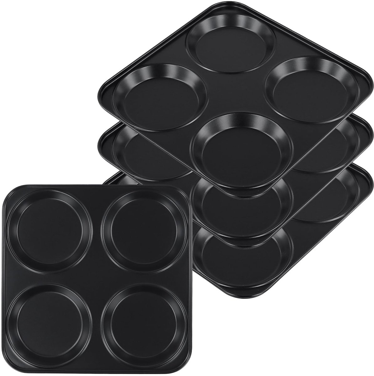 Dailygoods- Yorkshire Puddingbak 4 Kopjes - Muffinvorm met Antiaanbaklaag - Bakblik voor Brood/Gebak - Zwart Carbon Staal - Duurzaam en Lichtgewicht