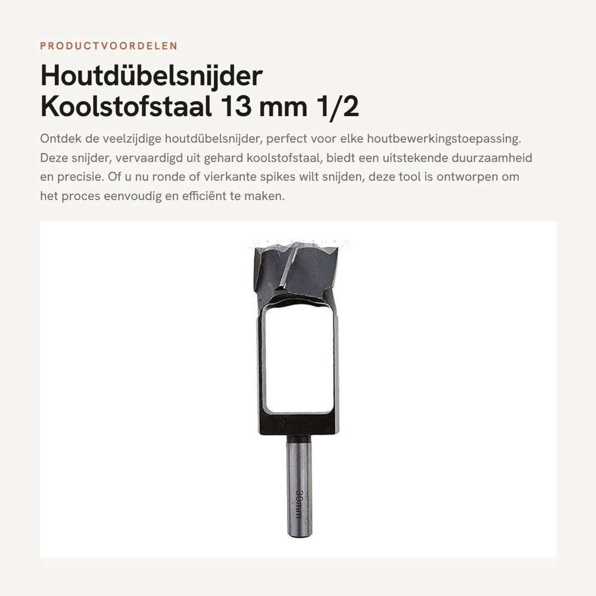 Dailygoods- Houtdübelsnijder 13 mm - Koolstofstaal - Voor houtbewerking - Snijhoek ontwerp - Eenvoudige reiniging - Geschikt voor boormachine - Houtbewerkingstool