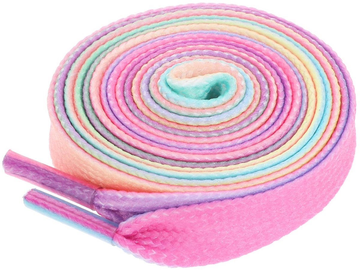 Dailygoods- Veters 120 cm - Kleurgradatie - 8 Stuks - Plat - Polyester - Geschikt voor Sneakers/Sportschoenen - Schoenveters
