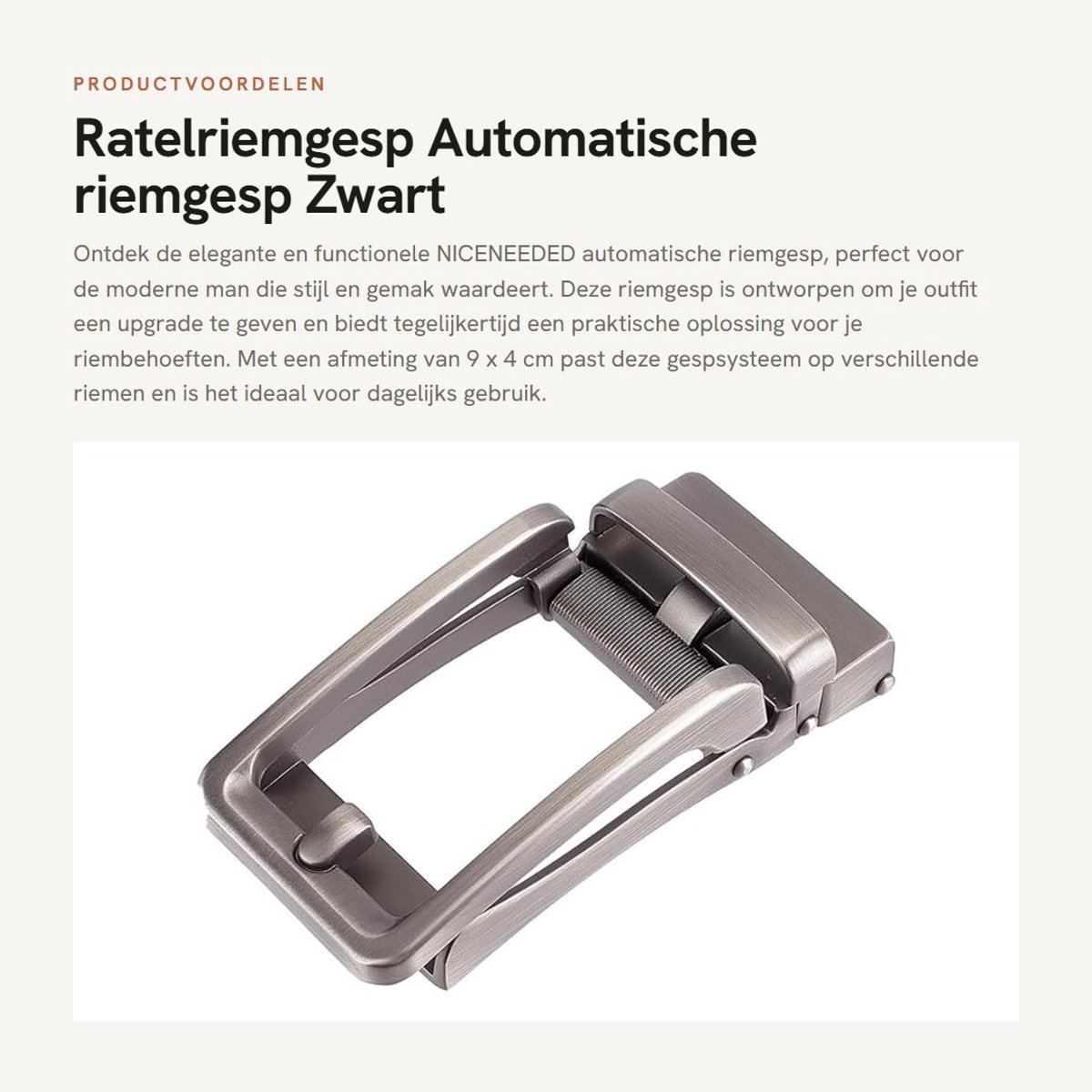 Dailygoods- Ratelriemgesp Automatische Vergrendeling - Riem Gesp - Decoratieve Klikgesp - Zwart/Zilver - 9 x 4 cm - Hoogwaardige Zinklegering - Riemgesp