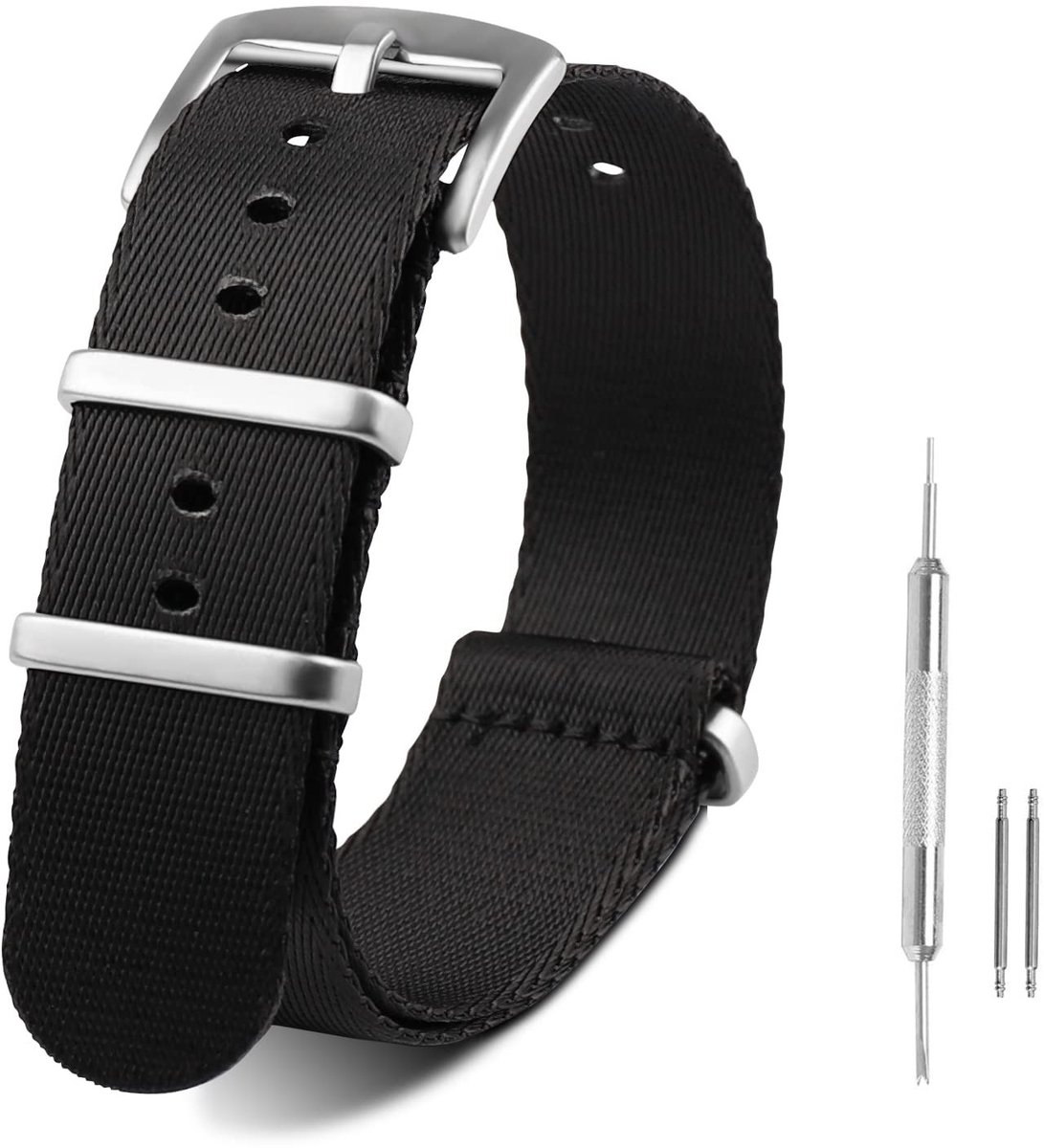 Dailygoods - Horlogebandjes - Premium ballistisch nylon - Zwart - Comfortabel en ademend - 20 mm - Geschikt voor Garmin - Universeel model