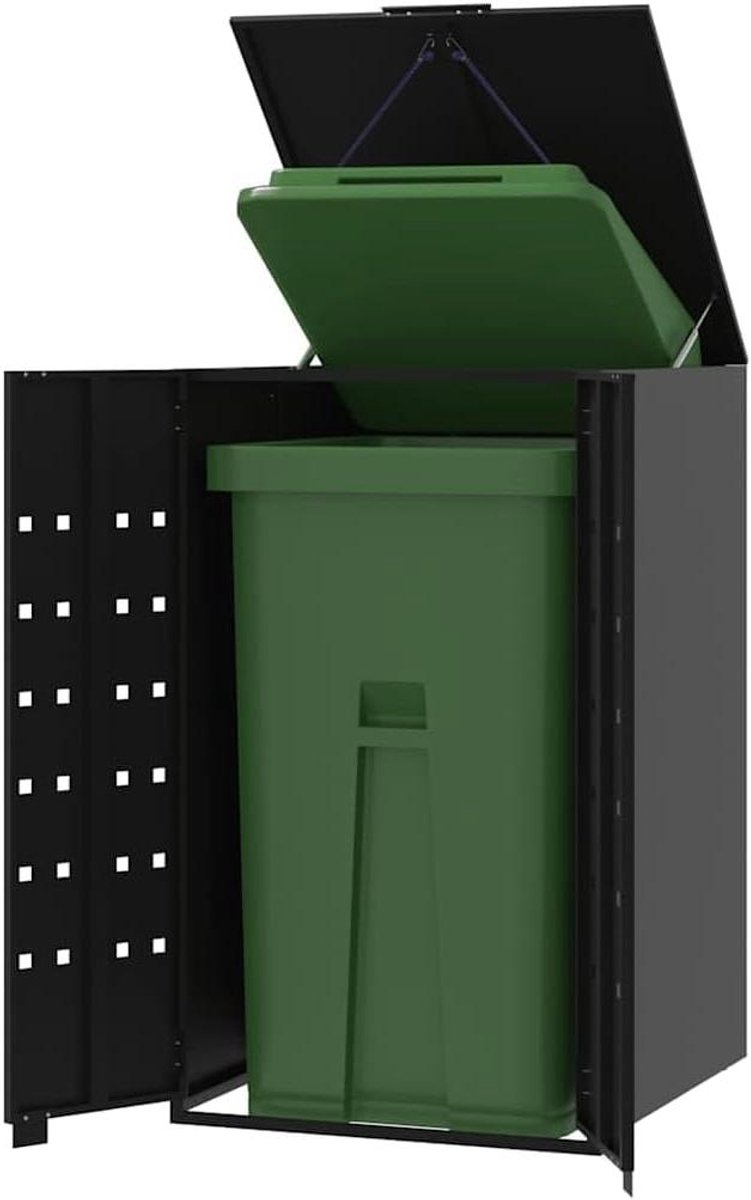 Vuilniscontainerbox - Afvalbak Omkasting - Buiten Opruimen - Automatisch Deksel - 69 x 79 x 117 cm - Zwart