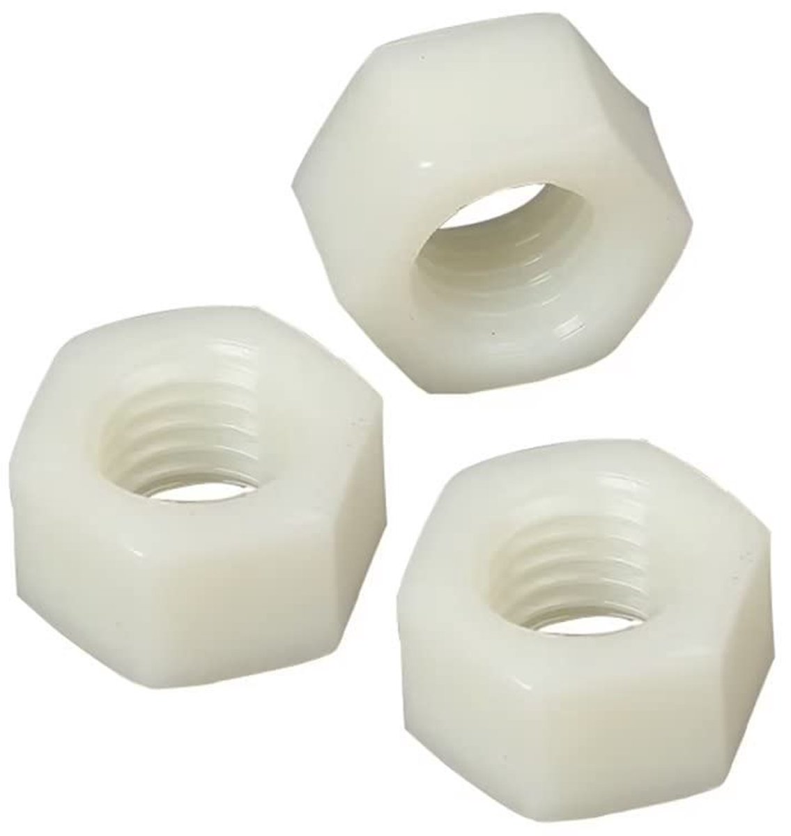 Dailygoods- Zeskantmoeren Nylon - 60 Stuks - Hexagon Moeren - Bevestigingselementen - Corrosiebestendig - Lichtgewicht Materiaal