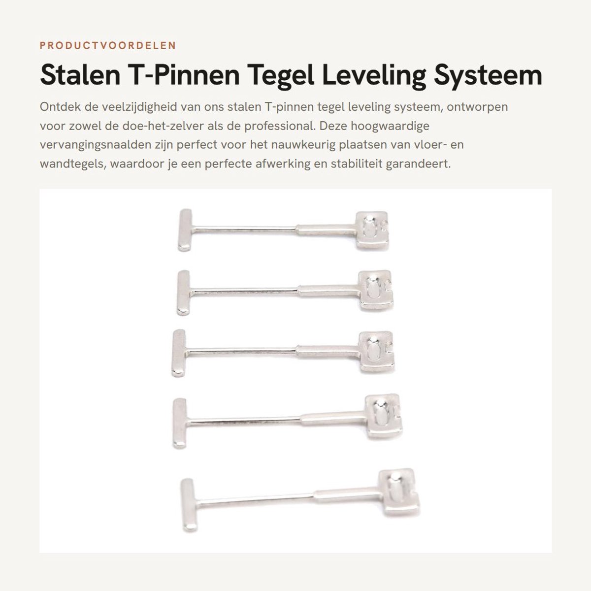 Dailygoods- T-pinnen 100 Stks - Vervangingsnaalden - Roestvrij Staal - Slijtvast - Schokbestendig - Hoogdruksterkte - Nivelleersysteem