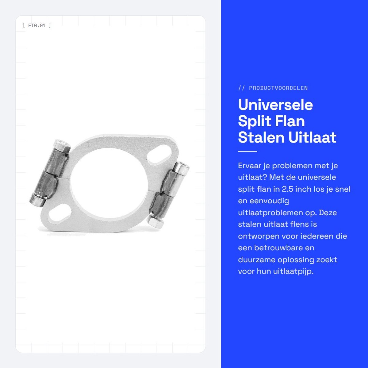 Dailygoods- Uitlaatflens Stalen - Universele Splitflens 2.5In - Platte/Ovale Flens - Reparatie/Vervanging - Hoge Betrouwbaarheid - Duurzaam Materiaal - Uitlaatverbinding
