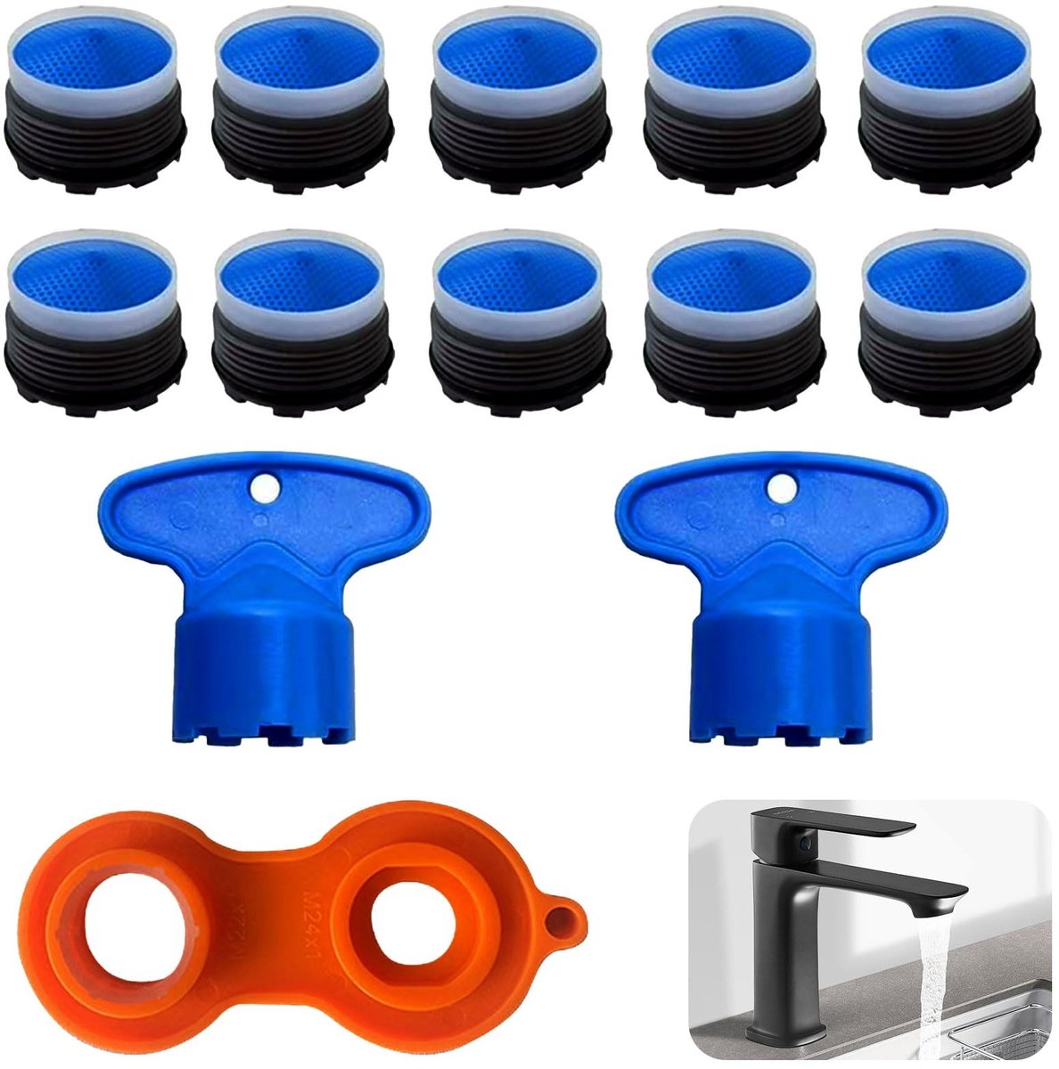 Dailygoods- Kraanaansluiting Set - 10 Aeratoren M18.5 - 2 Mengnozzles - 1 Kraanaansluitingsgereedschap - Duurzaam Plastic - 13 Stuks Totaal - Kraanaccessoire