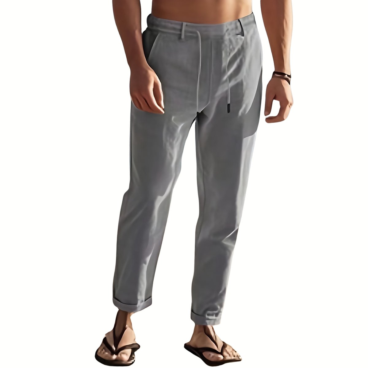Currero Linnen Broek Heren - Zomerbroek - Volwassenen - Lange Broek - Pantalon - Strandbroek - Zomer - Ibiza Stijl - Grijs XL