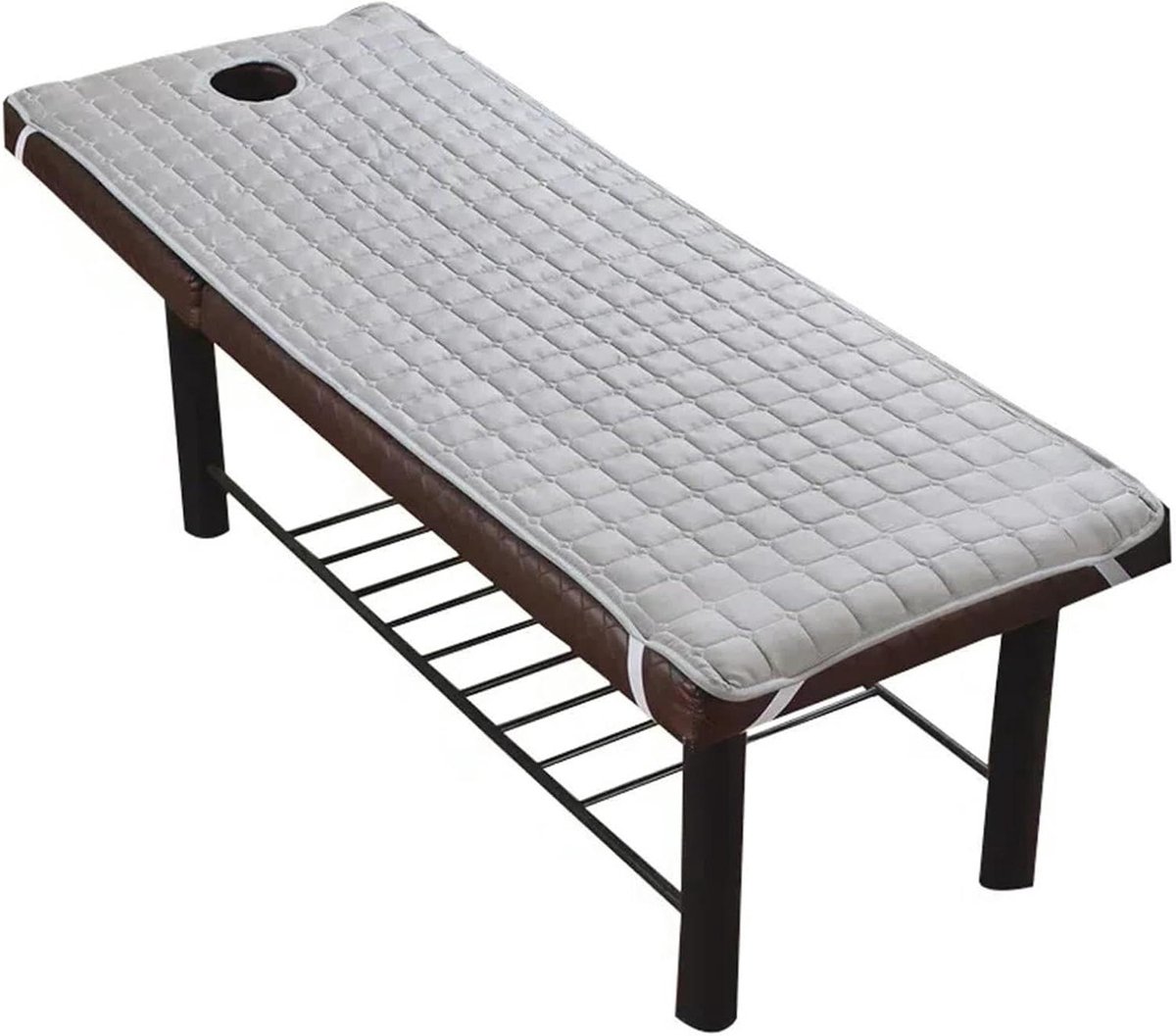 Beddengoed met gat - Massage laken - Schoon en fris - 4 elastische banden - 190x70cm - Grijs