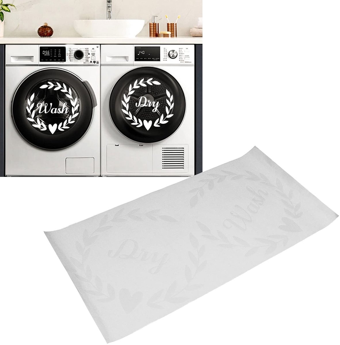 Dailygoods- Muursticker Zelfklevend - Wasruimtesticker - Muurtattoo - Wanddecoratie - Wasmachine Decoratie - Boerderij Thema