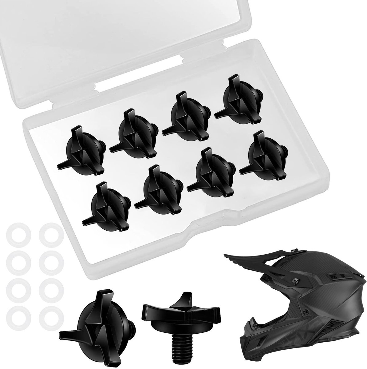 Dailygoods- Motorhelm Schroeven 8 Stuks - Kunststof Doos - Reserveschroeven - Vervormingsbestendig - Duurzaam - Robuust Materiaal - Helmschroeven