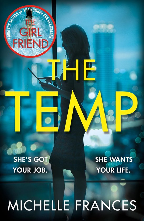 Boek The Temp. Een vrouw kijkt op een tablet, met de tekst 'THE TEMP' groot op de voorkant.