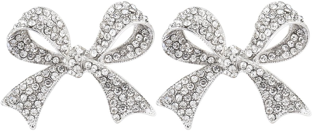 Dailygoods- Broches - Strass Boogbroches - Vintage Boogbroches - Zilveren Broches - Sterke/Praktische Spelden - Elegante Lazo Ontwerp