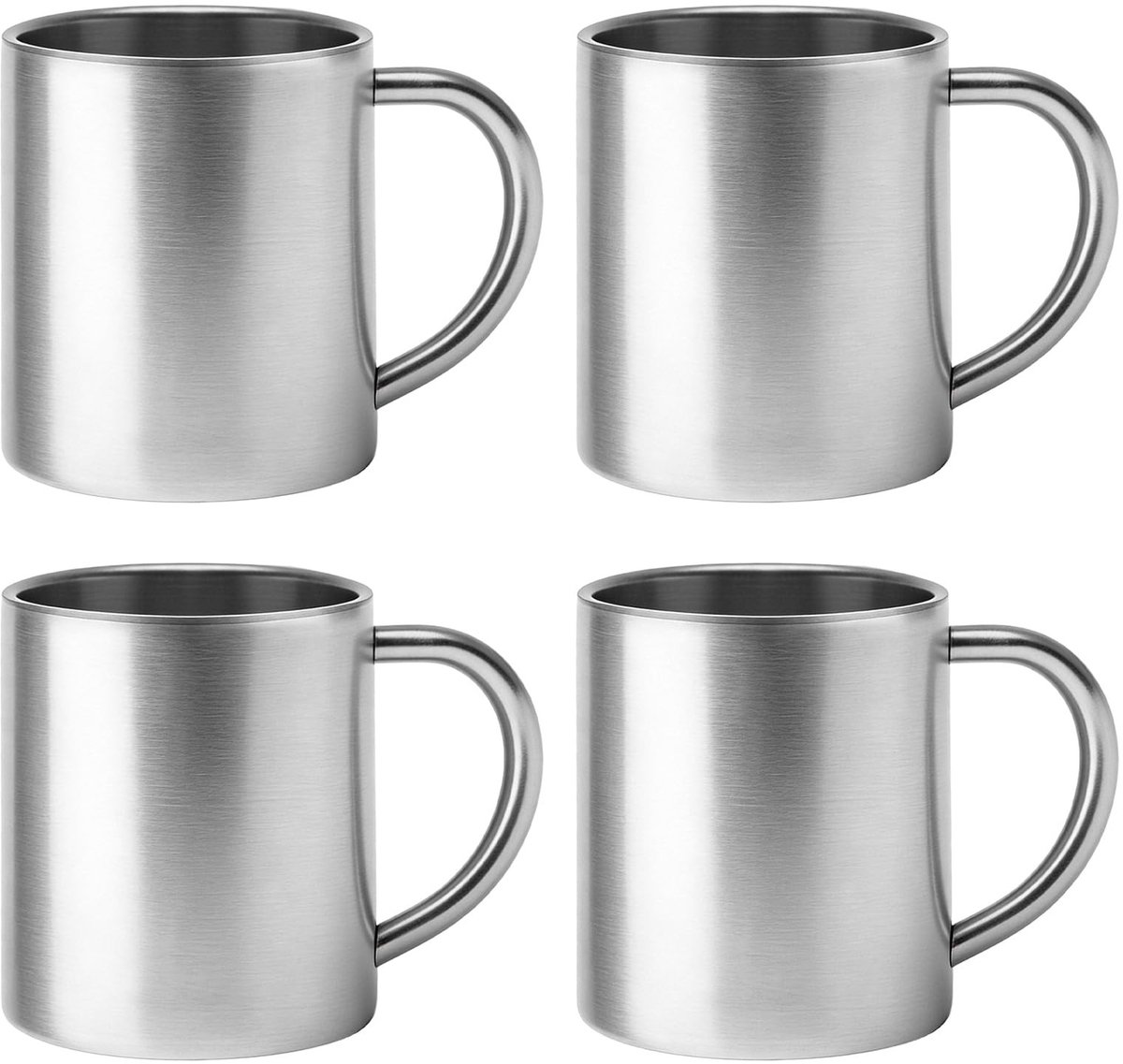 Dailygoods- Koffiemokken 4 stuks - Roestvrijstalen Thermobekers 300 ml - Dubbelwandig Geïsoleerd - BPA-vrij - Draagbare Campingbeker - Voedselveilig 304 Roestvrij Staal - Thermobeker