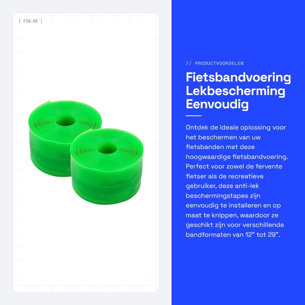 Dailygoods- Lekbeschermer 2 Stuks - Fietsbandvoering - Anti-lek Beschermingstapes - Polyurethaan - Lichtgewicht - Eenvoudig te installeren - Bandenvoering