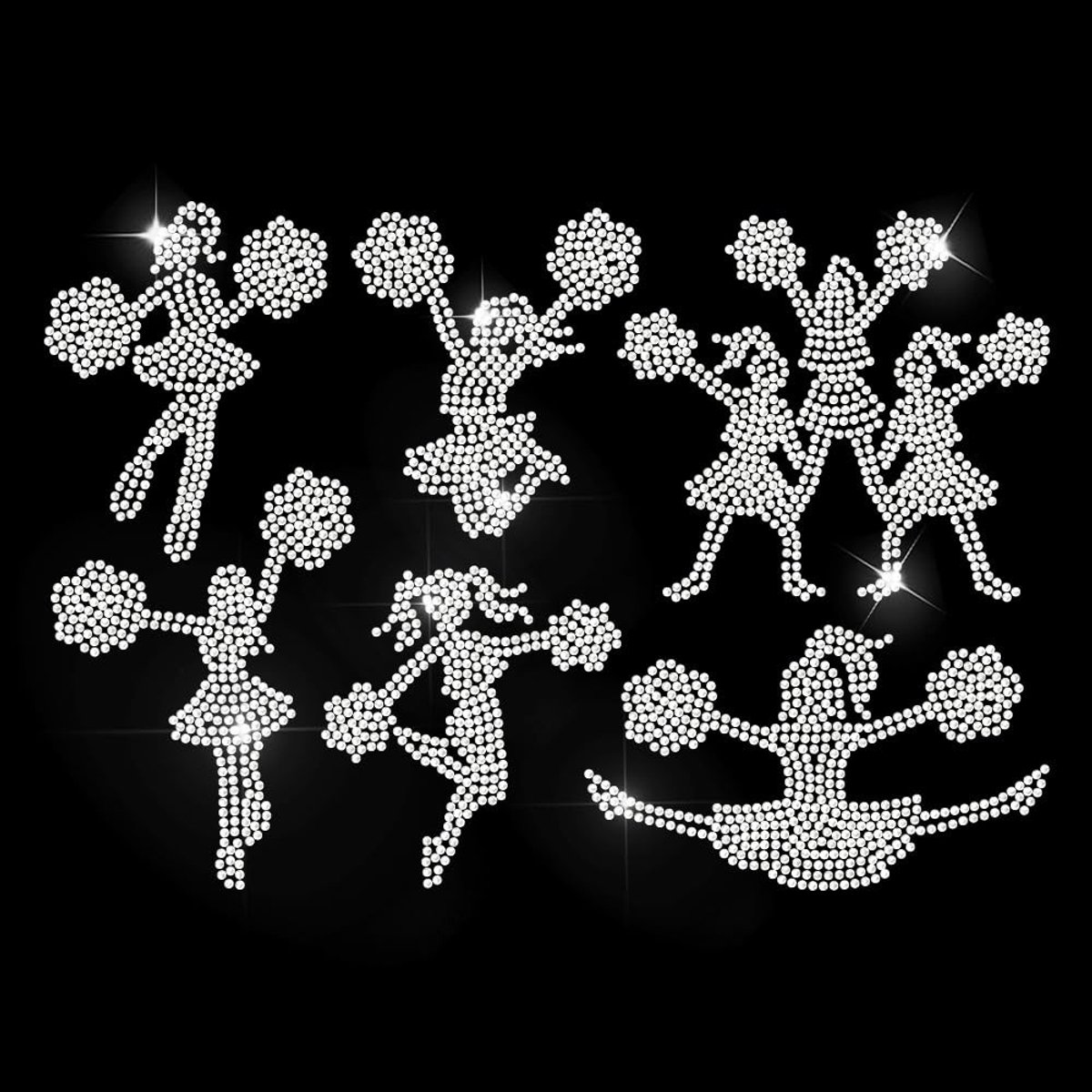 Dailygoods- Strassopstrijkbare Sticker - Cheerleader Design - Hotfix Transfersticker - Applicatie voor T-shirt - Decoratie voor Kledingzak - Afmetingen 29,7 x 21 cm