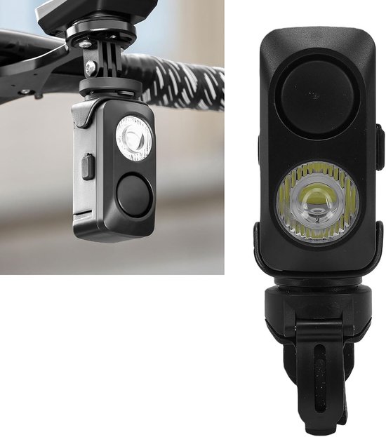 Fietslicht met Claxon - Fietslamp Voorlicht - Veilig Fietsen - 1800 mAh Batterij - 360 Lumen - Zwart — afbeelding 3