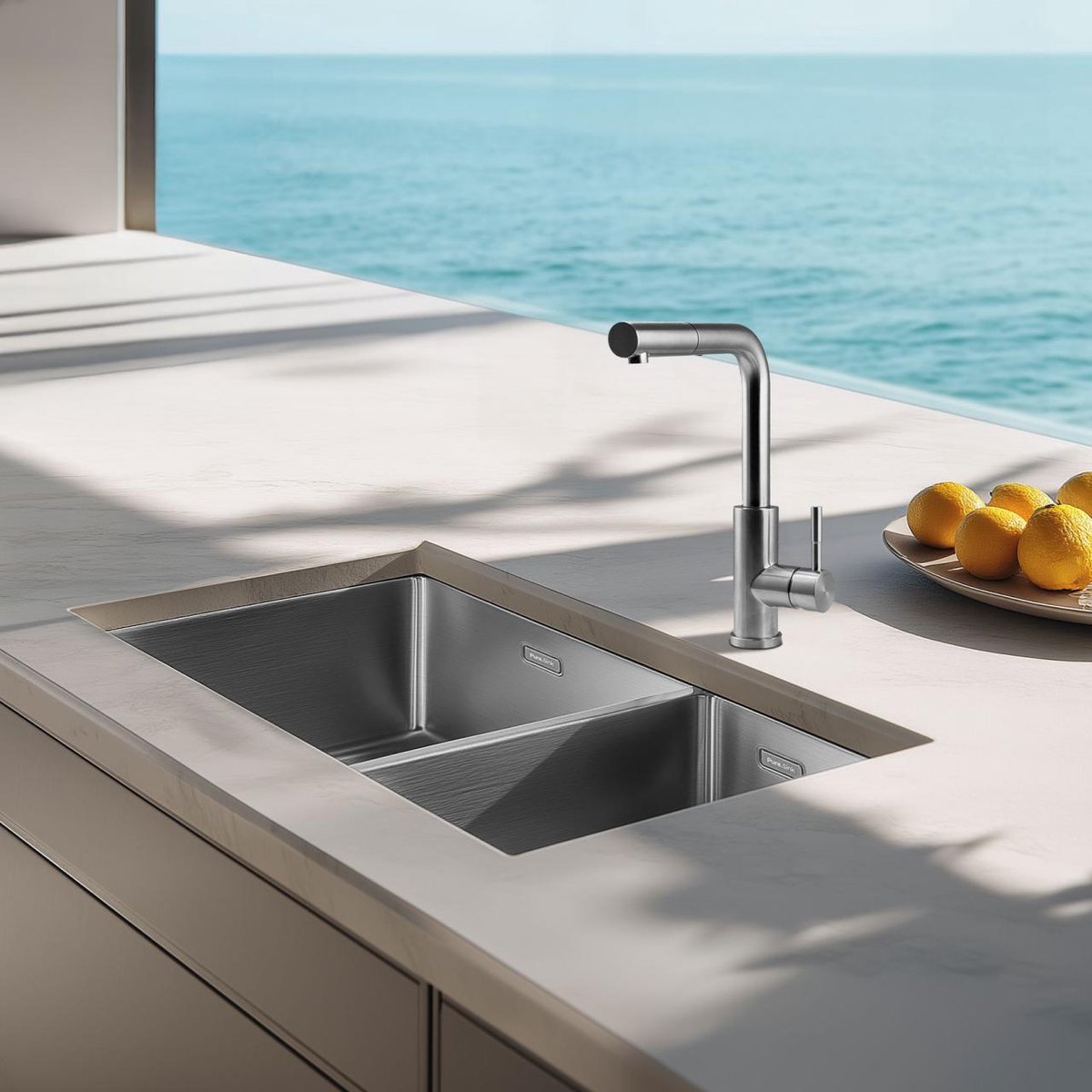 Pure.Sink Comfort 1,5 anderhalve RVS spoelbak 34+18 cm grote bak links PCM341840-02