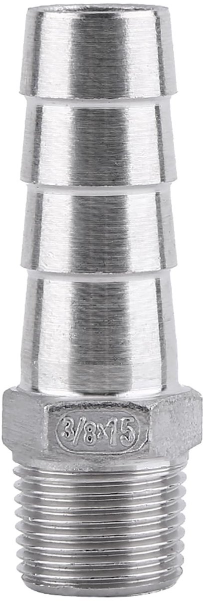Dailygoods- Slangpilaar Roestvrij Staal SS304 - Slangkoppeling - Slangstuk - Pijpfitting - Barb Connector - Voor Water/Gas/Vloeistoffen