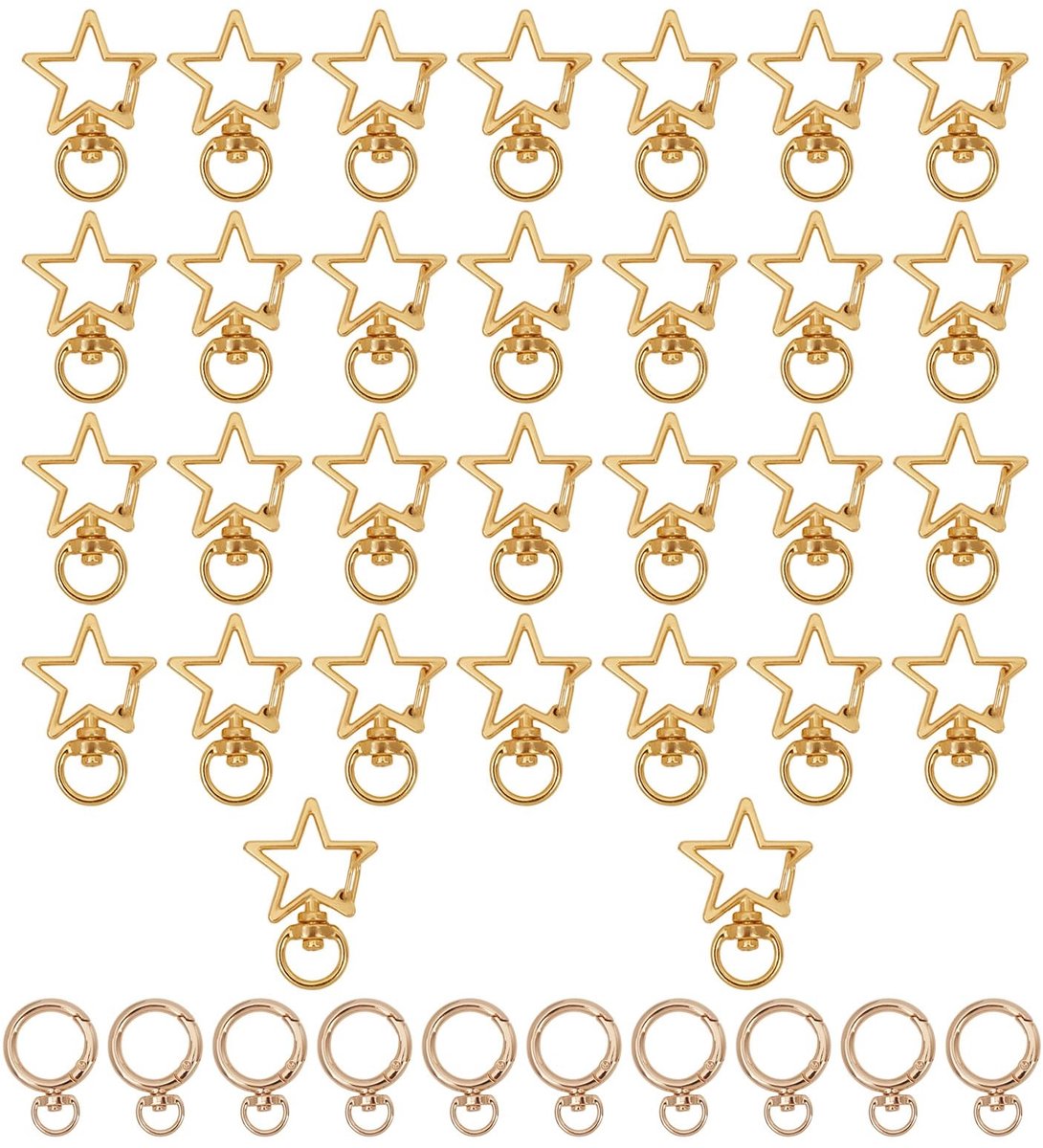Dailygoods - Set van 40 Draaibare Karabijnhaken Hart- en Stervormig voor Sieraden