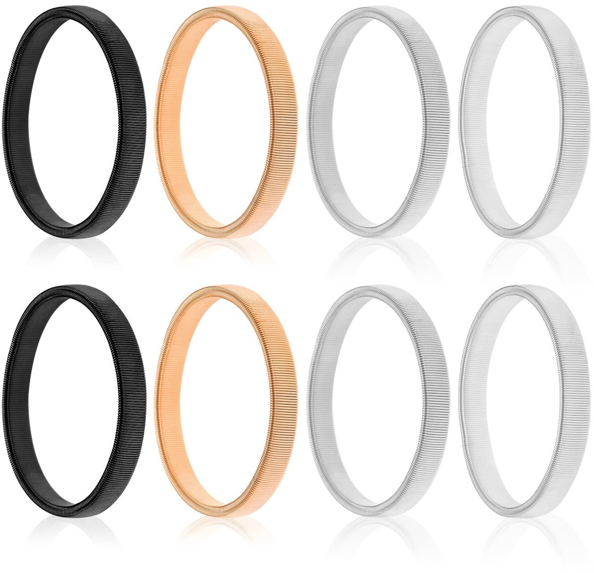 Dailygoods- Mouwhouder Antislip - Elastisch - 4 Paar - Zwart/Zilver/Goud/Staal - Voor Heren/Dames - Diameter 7 cm - Hemdmouwer