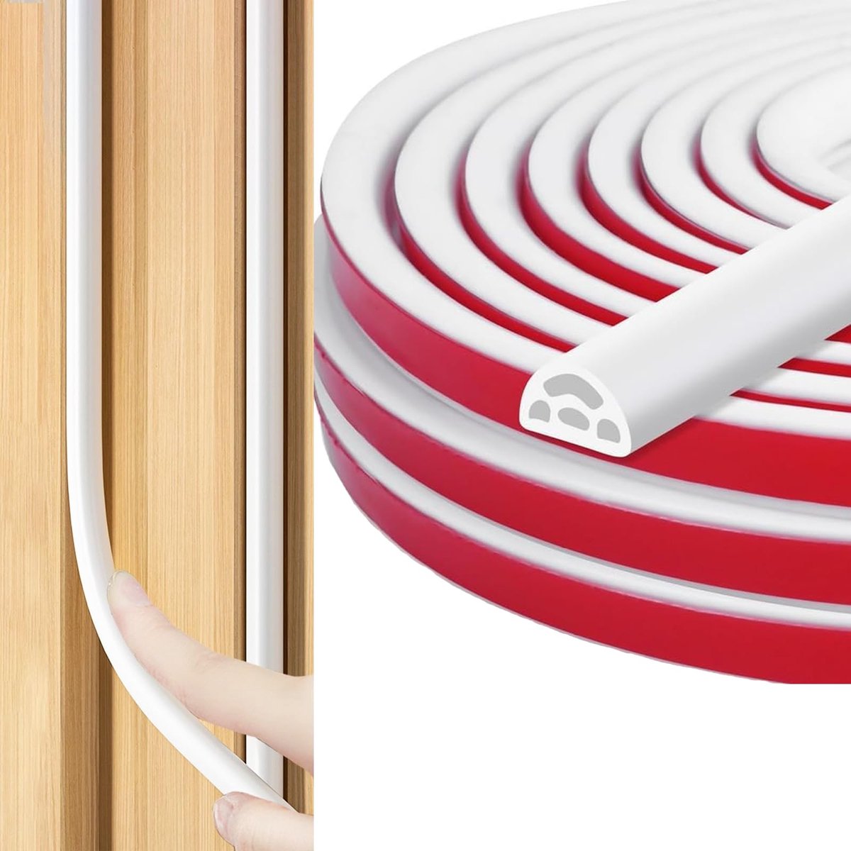 Dailygoods- Deurrubber Waterdicht - Deur/raamafdichting - Geluidsisolatie - Siliconen - Zelfklevend - Eenvoudig te installeren - 6 m lengte - Deurrubberstrip