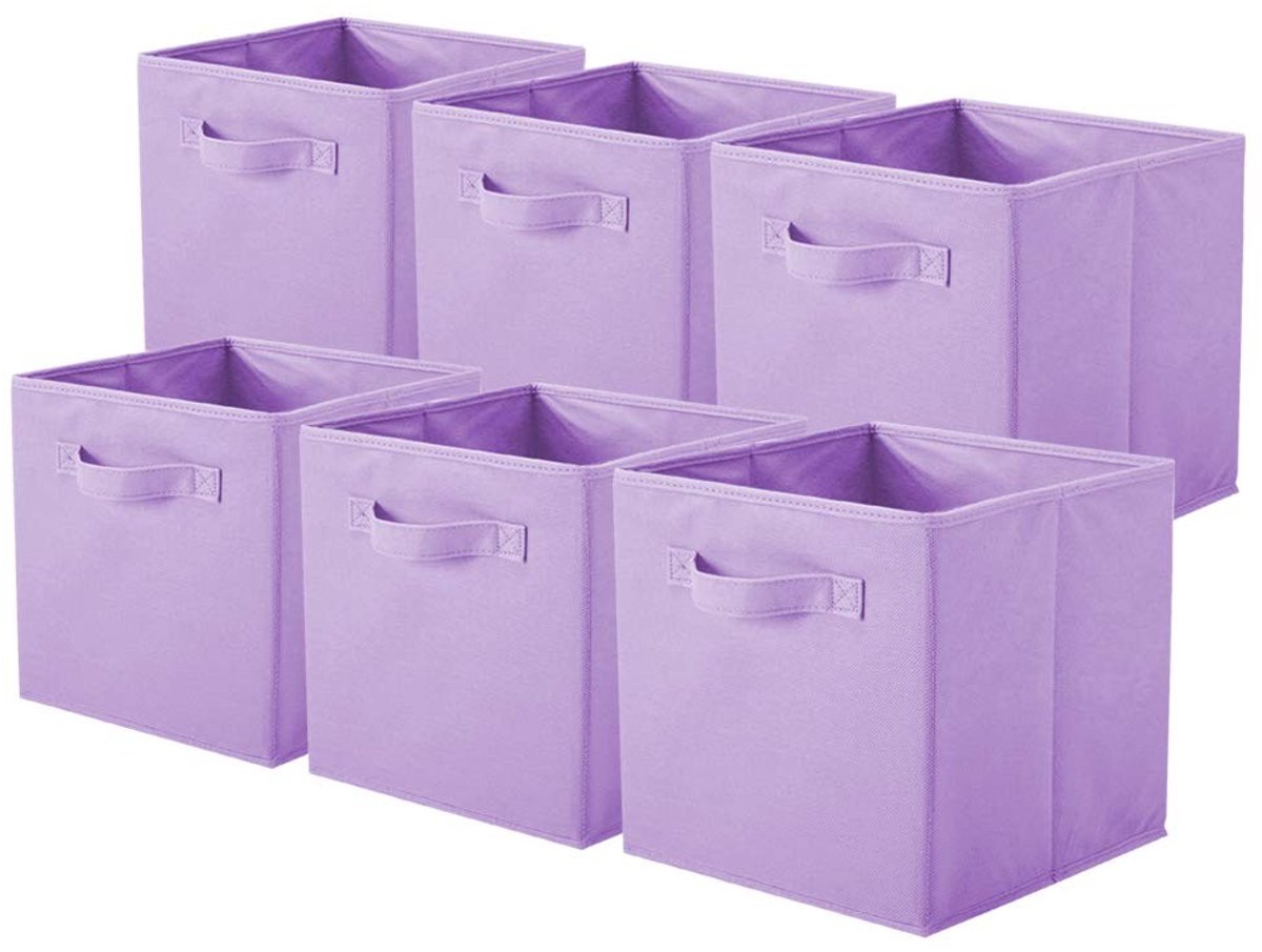 Dailygoods- Opbergdoos - 6 Stuks Opvouwbare Opbergkubussen - Stevig Karton - Premium Stof - Handgrepen - Ruimtebesparend - Opbergmand