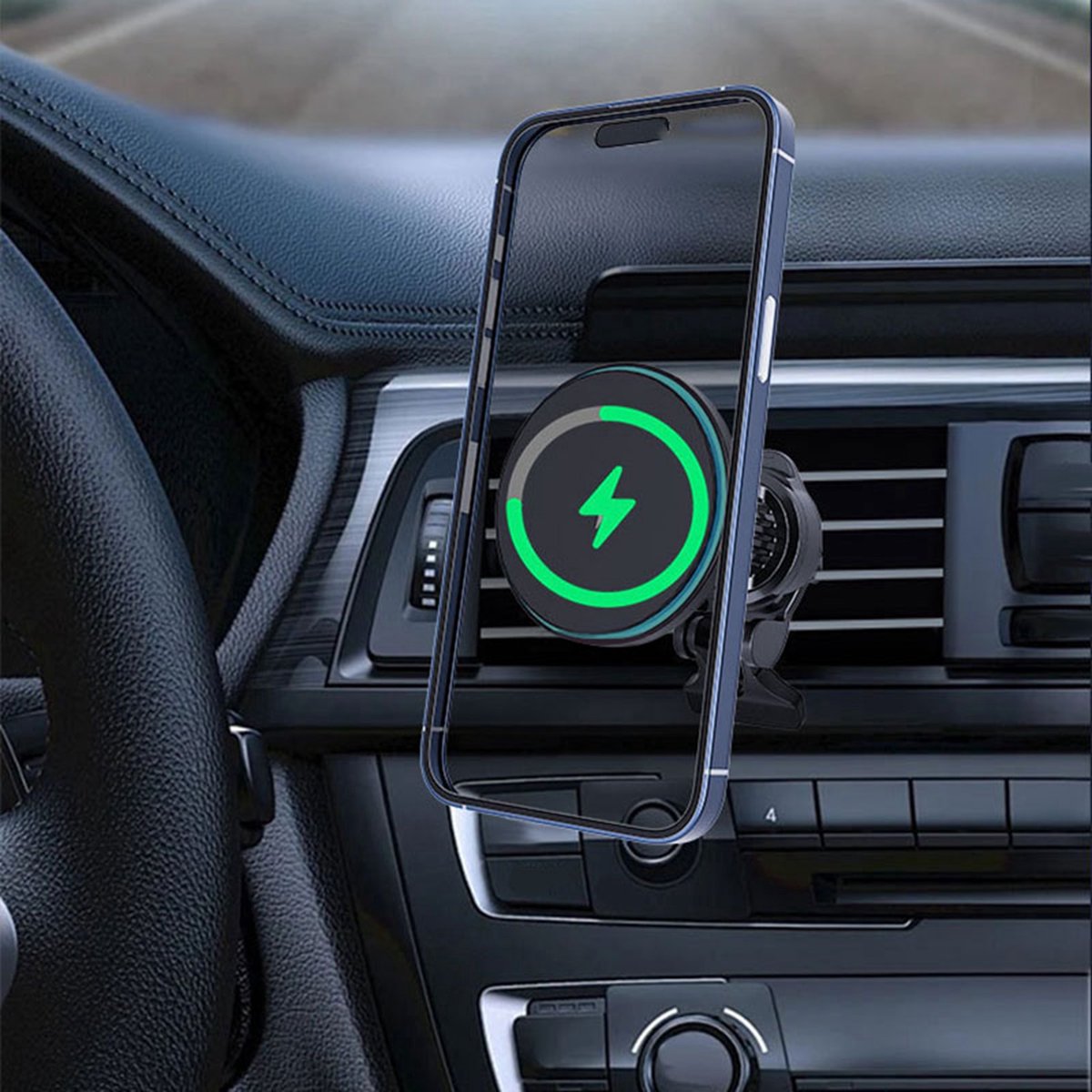 Magnetische Wireless Car Charger – 15W Snelladen – RGB Auto Houder – Type C Qi Telefoon – Navigatie Auto