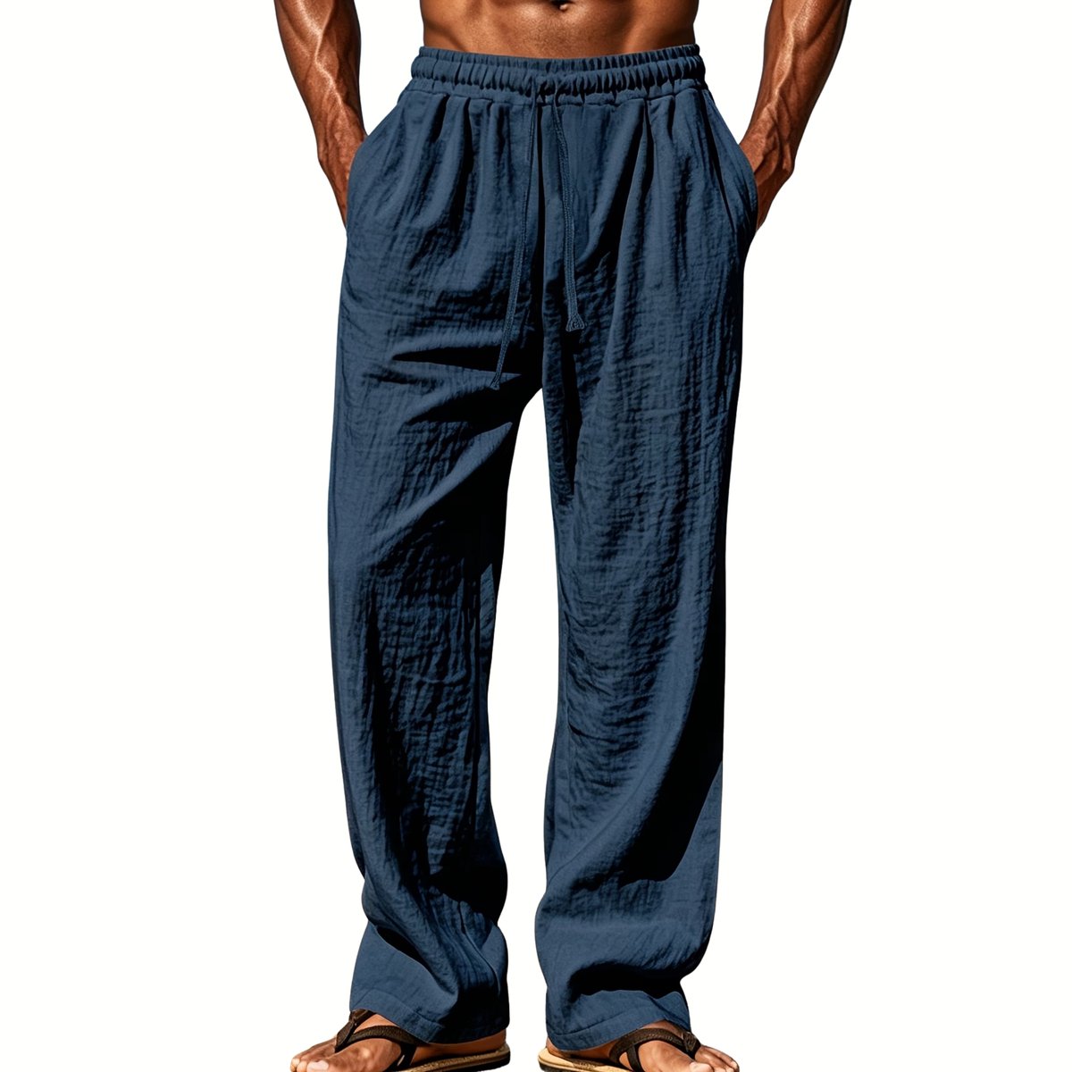 Currero Linnen Broek Heren - Zomerbroek - Volwassenen - Lange Broek - Pantalon - Strandbroek - Zomer - Ibiza Stijl - Marineblauw XXL