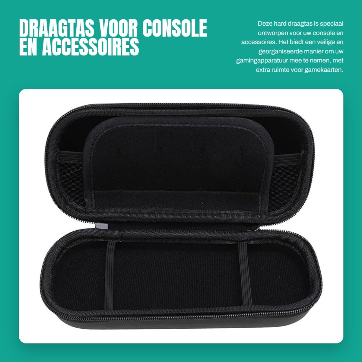Dailygoods- Draagtas voor 3000-console - Waterdichte EVA/PU - 5 Gamekaartenhouders - Maaszak met rits - Schokbestendig - Handheld organiser - Gameconsole Tas