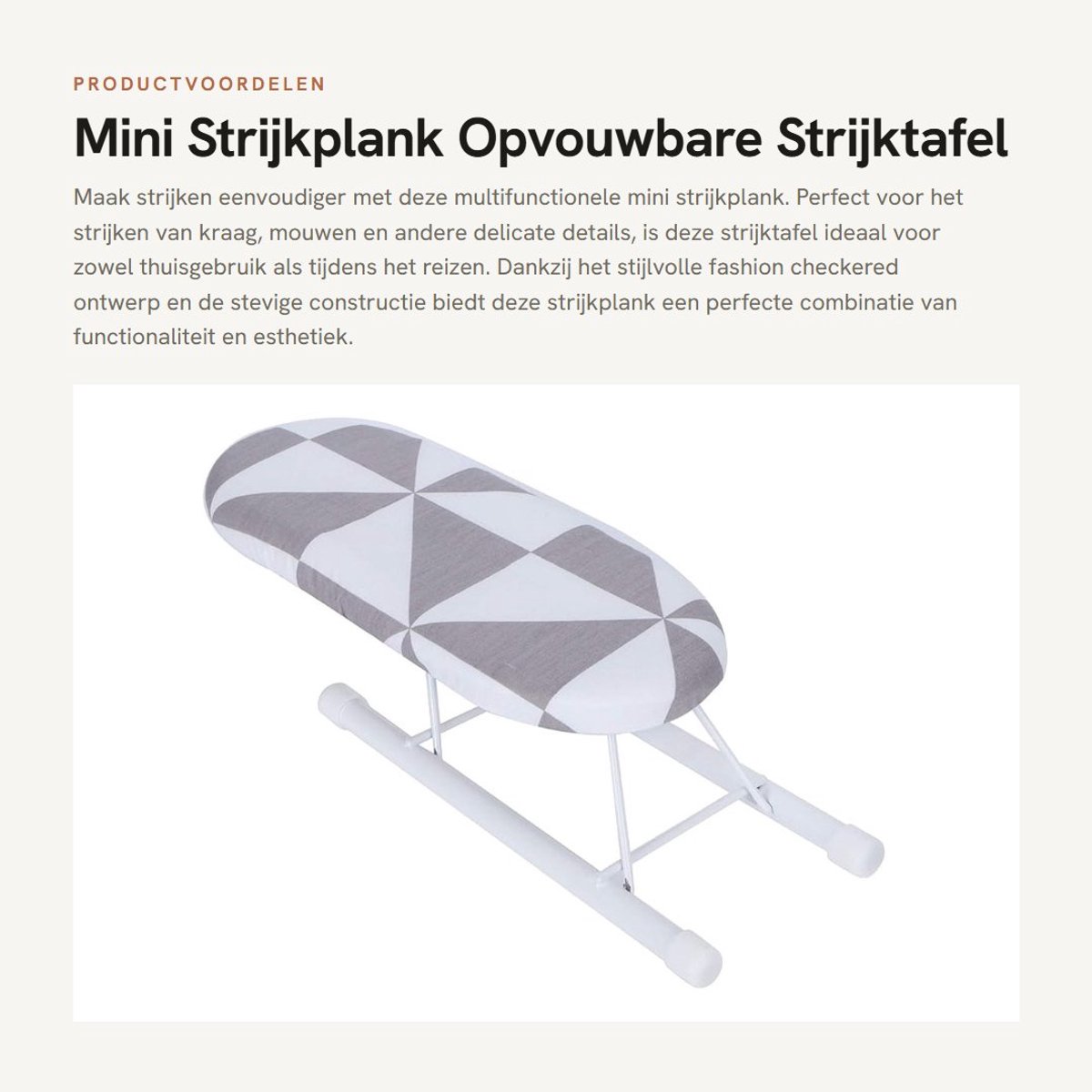 Dailygoods- Strijkplank Opvouwbaar - Mini Strijkplank - Antislip Voetafdekking - Afneembare Bekleding - Voor Mouwen/Kragen - Stabiele Ondersteuning - Mini Strijktafel