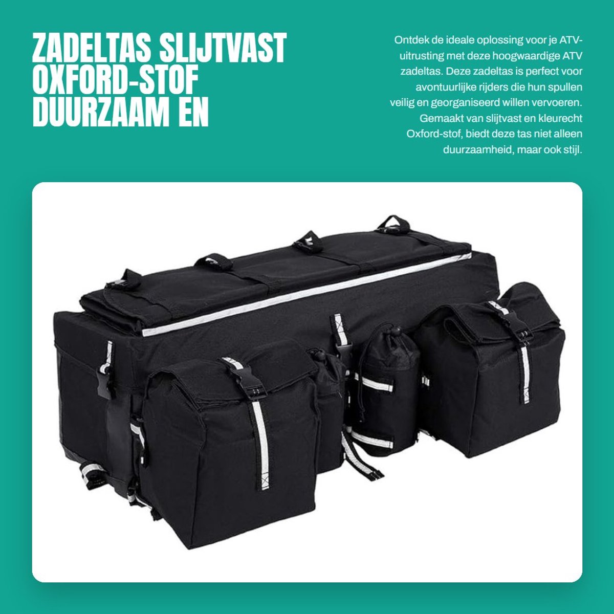 Dailygoods- Zadeltas Slijtvast - 2 Afneembare Opbergzakken - 2 Waterfleshouders - Oxford-stof - 68 x 27 x 21 cm - Duurzaam - ATV Tas