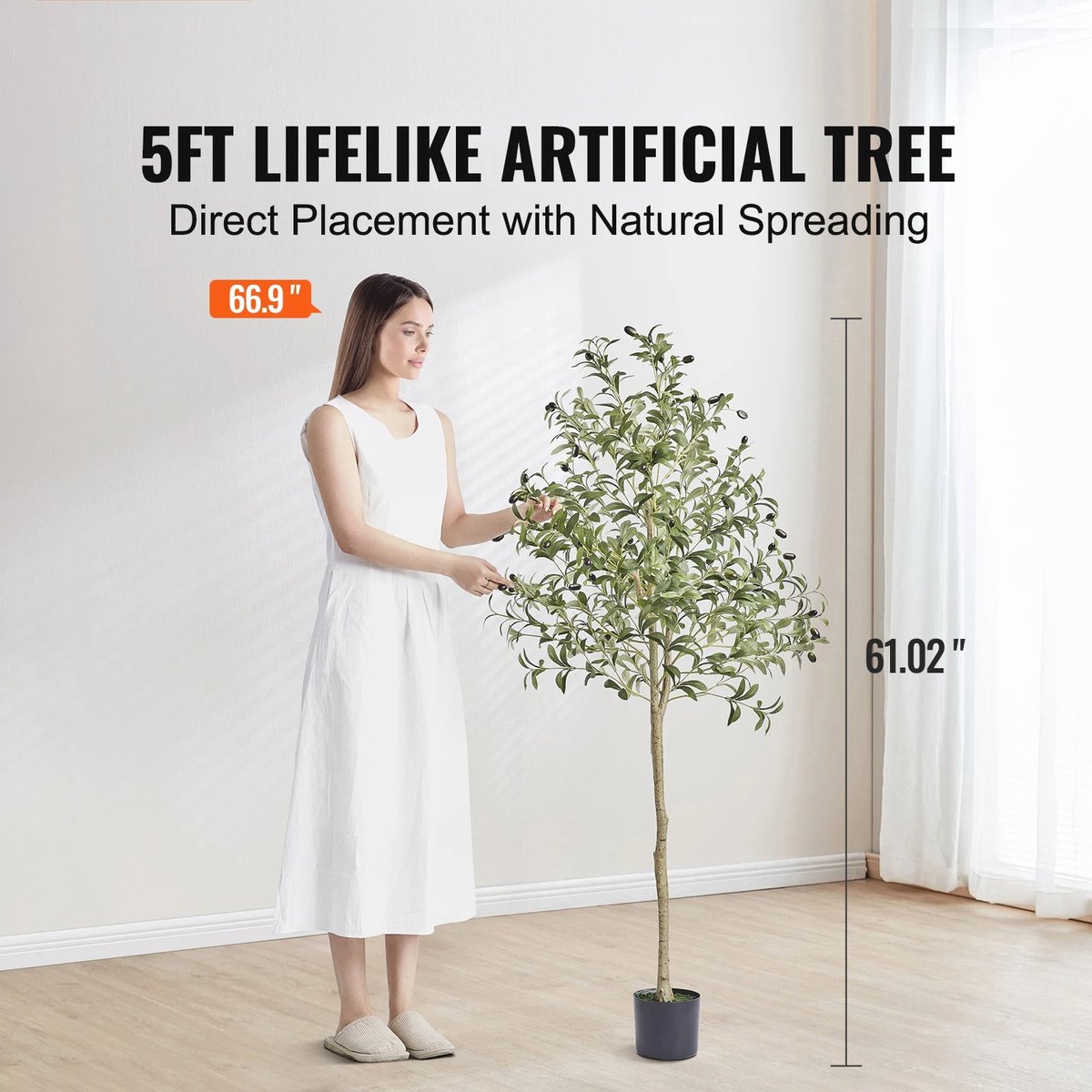 Novyro Living olijfboom - kunstmatige potboom - 1,8m hoog - binnen en buiten - PE materiaal - anti kantel bescherming - decoratie bruin