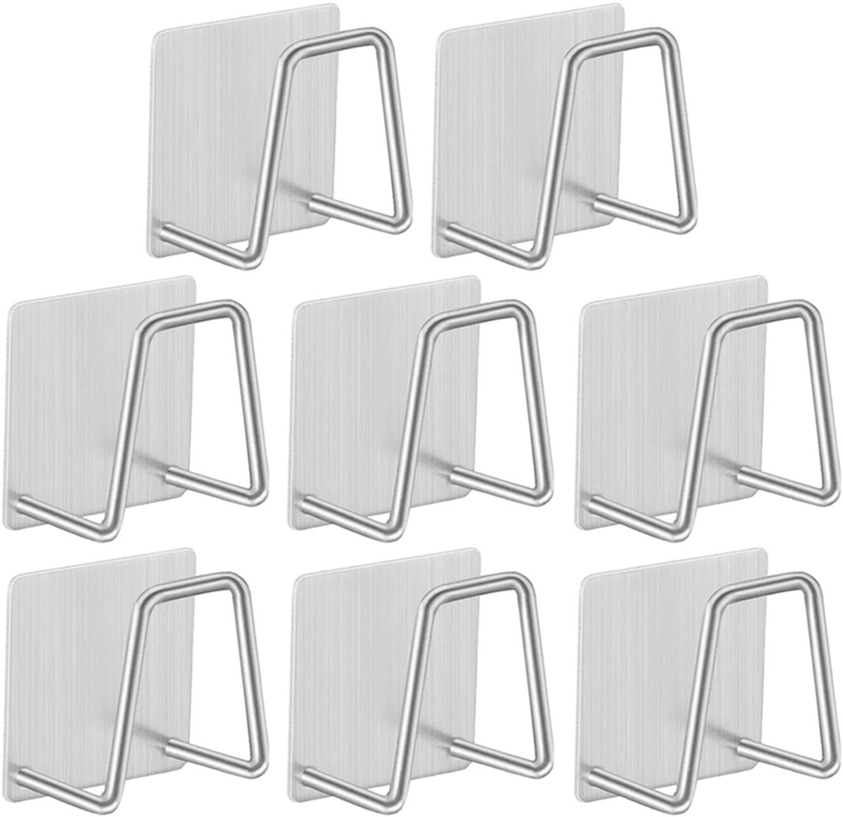 Dailygoods- Sponshouder 8 stuks - Zelfklevend - Roestvrij staal - Waterdicht - Voor vaatdoek/zeep - Handig in keuken/badkamer - Sponsrek