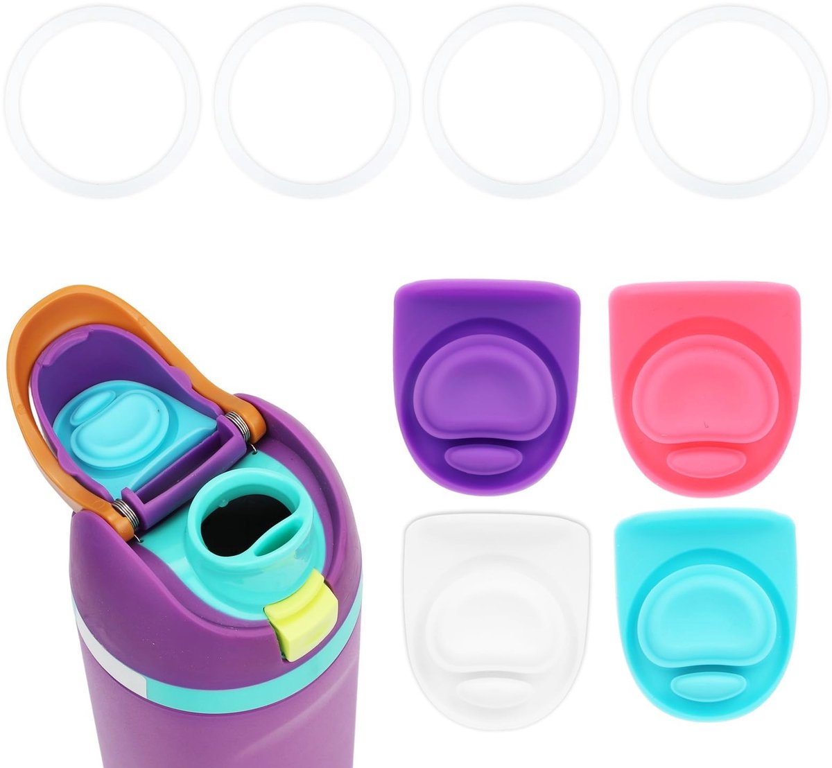 Dailygoods- Afdichtingsringen 4st - Vervangende Stoppers 4st - Siliconen - Waterflesdekselaccessoires - BPA-vrij - Geschikt voor Owala Freesip 19/24/32/40oz - Waterflesdeksel